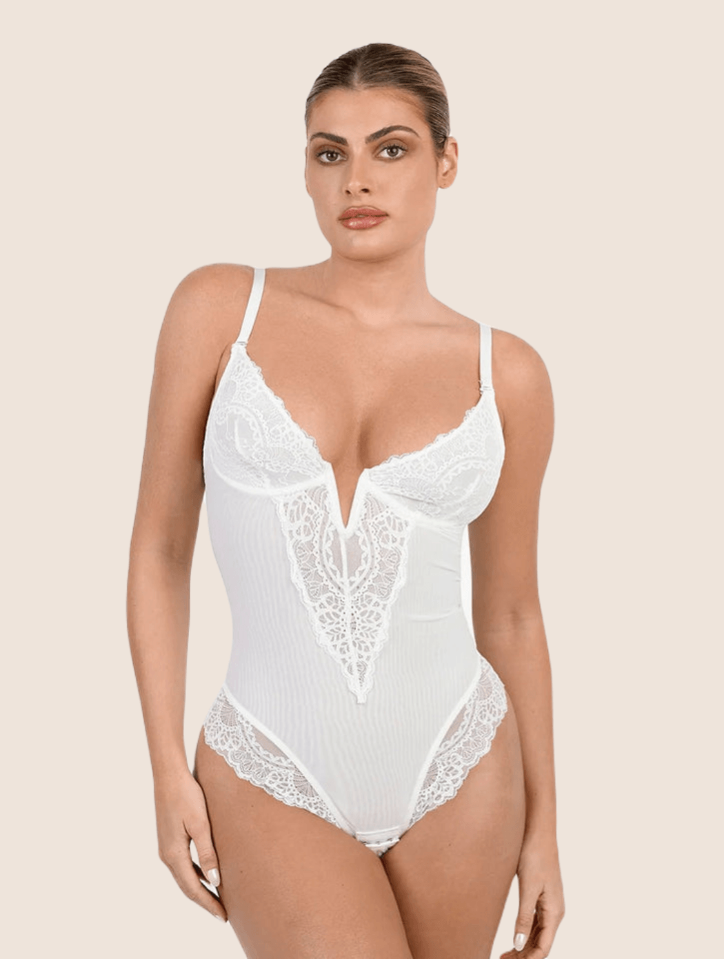 Bodysuit String Col V avec Soutien Intégré sans armature