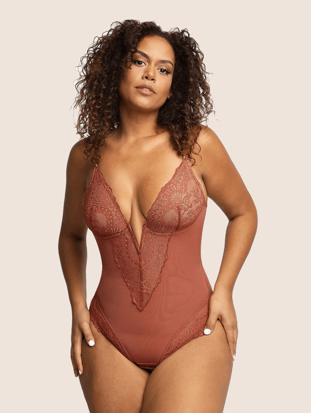 Bodysuit String Col V avec Soutien Intégré sans armature